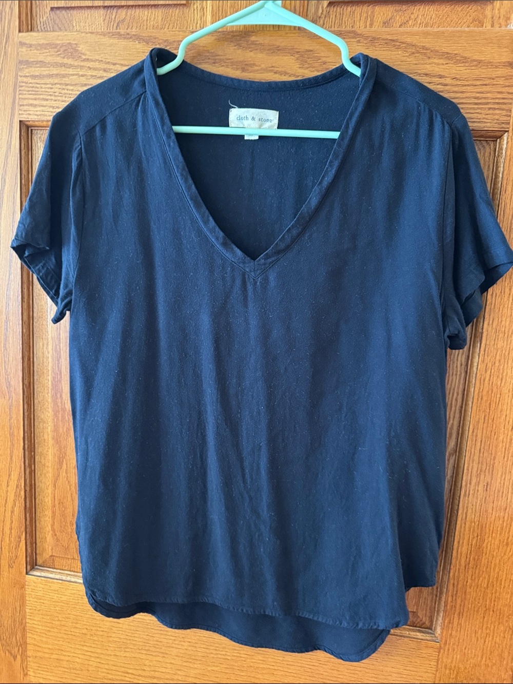 cloth & stone Navy V-Neck Short Sleeve Tee